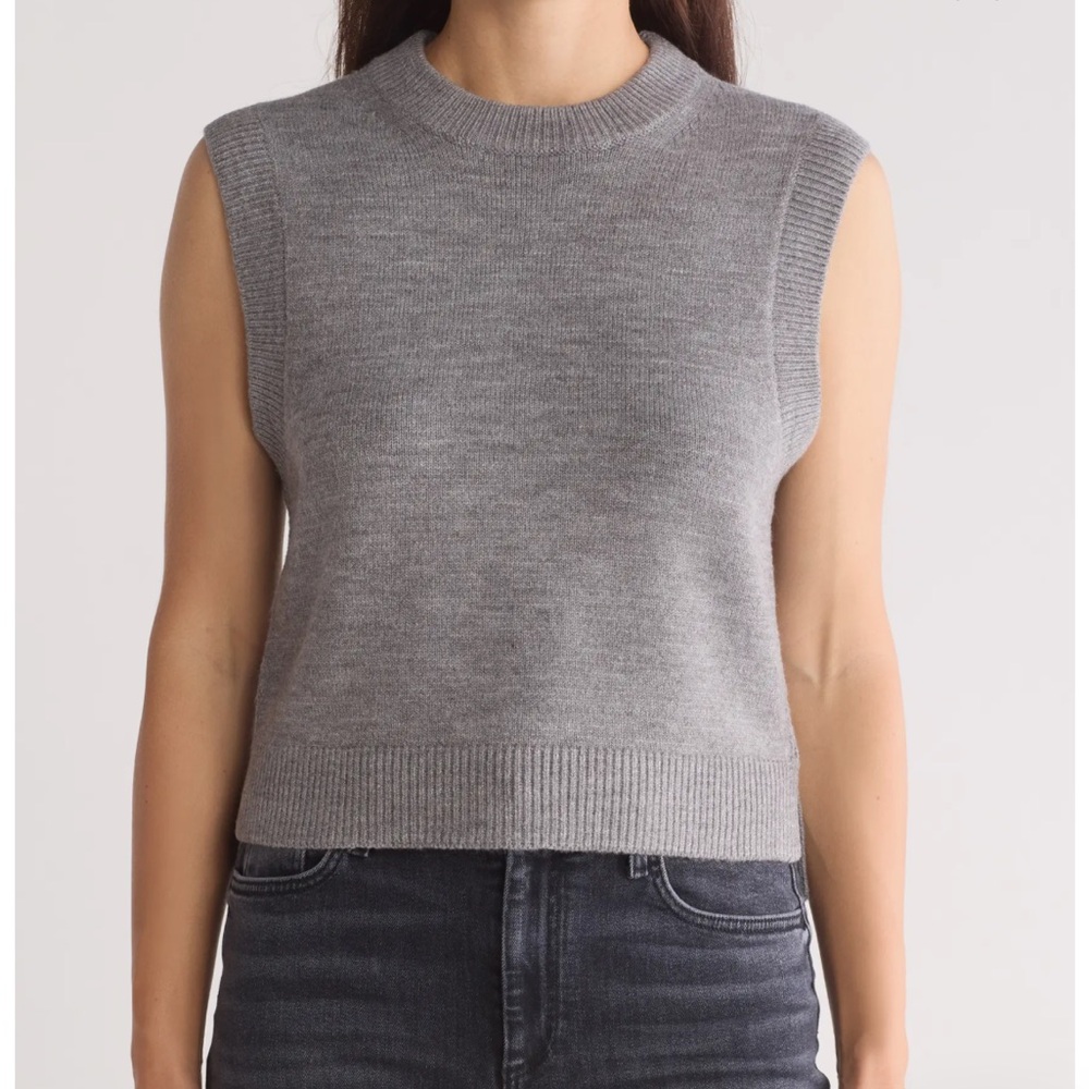 French Connection Millia Ribbed Sweater Vest in Grey